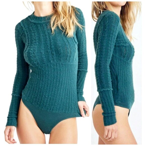 Free People Intimately Boho Keep Me Warm Knit Stretch Bodysuit Women's Small - Picture 1 of 14